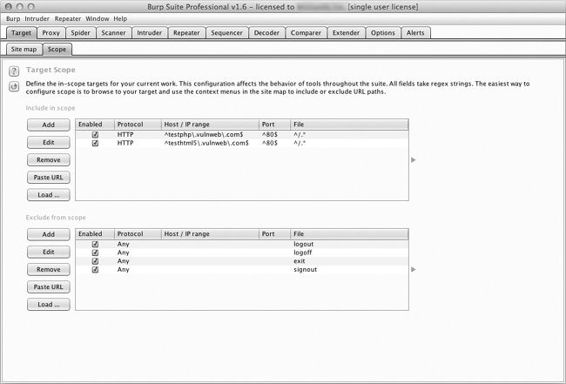 Showing how discovered hosts are automatically added to Burp’s target scope