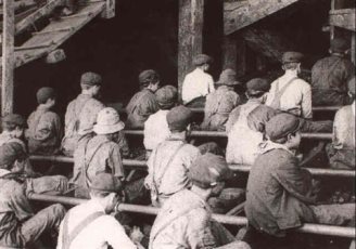 BOYS PICKING SLATE IN A GREAT COAL BREAKER, ANTHRACITE MINES, PA by Lewis  Hine on artnet