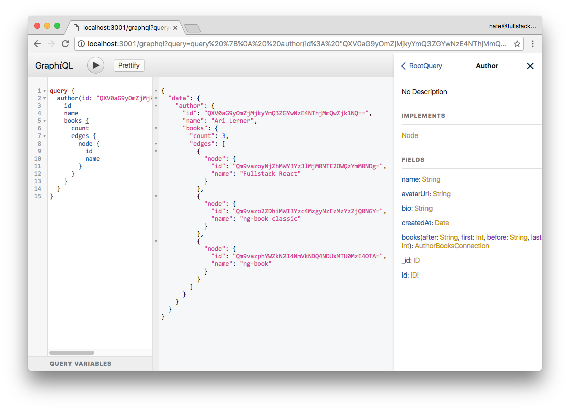 GraphiQL Author with Books