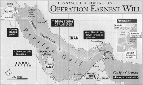 Map of the Persian Gulf; (inset) the Atlantic Seaboard of the United States. Courtesy Nathan Levine