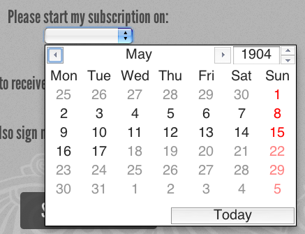 input types date and time date and time inputs calendar control Opera’s date picker for date, datetime, datetime-local, week, and month input types