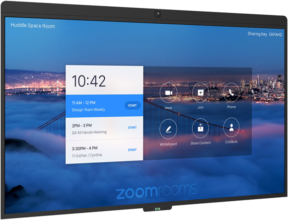 The picture of a 55-inch DTEN touchscreen-enabled
model resembling a large flat-screen television - an all-in-one video conferencing device.