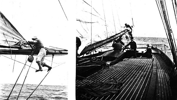 Reefing the mainsail; Untying a reef in the mainsail