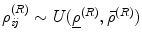 
$$\rho _{\mathit{ij}}^{(R)} \sim U(\underline{\rho }^{(R)},\bar{\rho }^{(R)})$$
