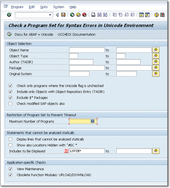 Default Screen within Transaction UCCHECK