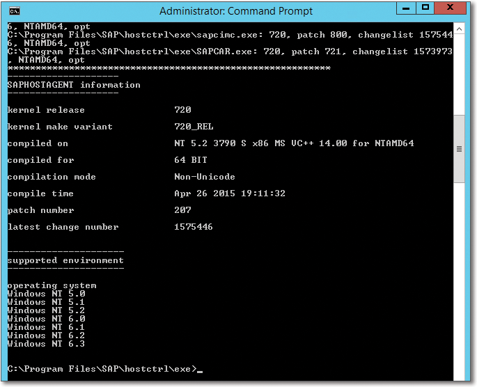 Validating the SAP Host Agent Upgrade via the Command Line