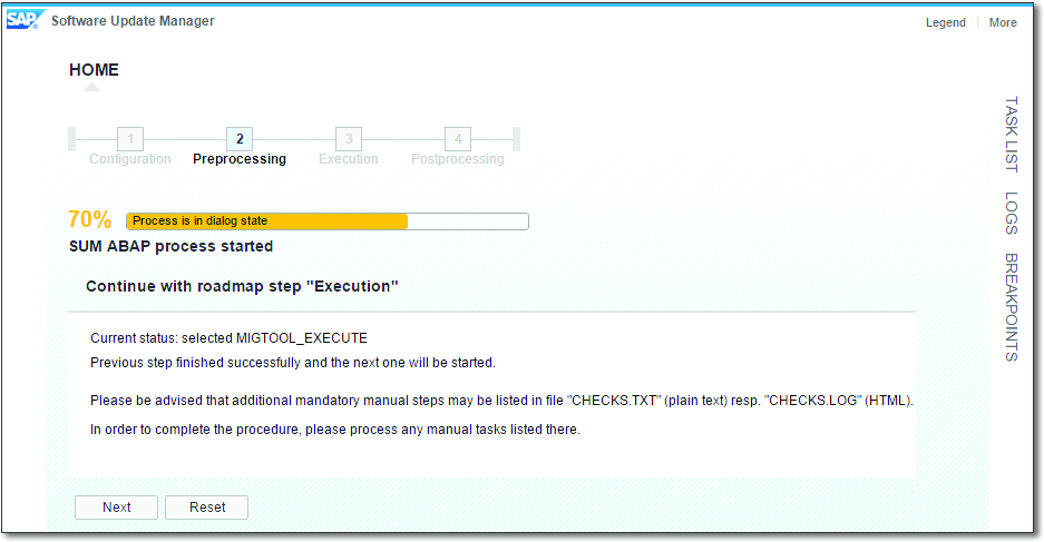 Starting the Execution Phase within the Table Compare Tool