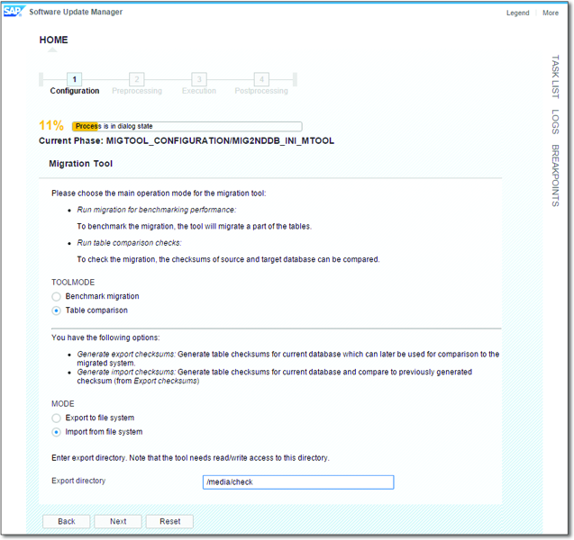 Executing the Table Comparison after Import