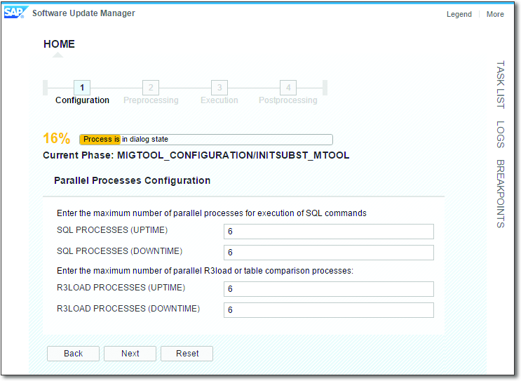 Entering the Number of Processes to Be Used during the Table Comparison