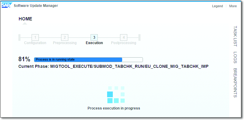 Example Execution Status Screen from the Table Comparison