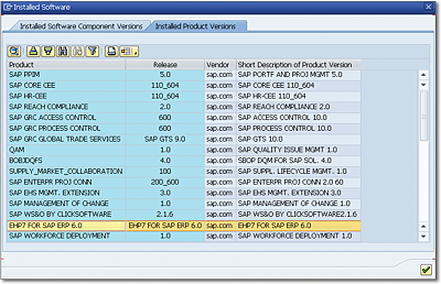 Installed Product Versions