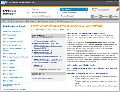 SAP’s Ramp-Up Knowledge Transfer Content for SAP Solution Manager