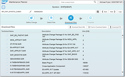 Download Files Step Displaying the Objects to Be Downloaded