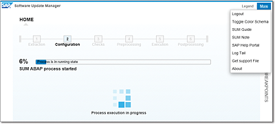 Clicking More the Software Update Manager to Generate Support File or Select Log Tail