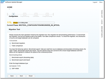 Initial Migration Tool Screen