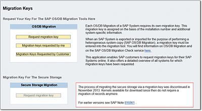 Clicking Request Migration Key