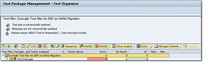 Initial Test Package Management Screen