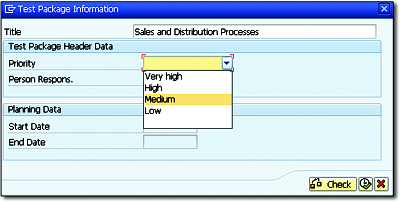 Entering a Test Package Title and Priority