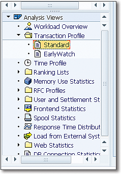 Select the Standard transaction profile in ST03N