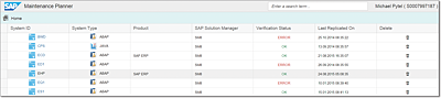 Selecting a System in Maintenance Planner