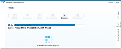 Example Screen from the Execution Step for the SAP S/4HANA Finance Installation