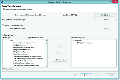 Selecting the Query View to Generate Privileges For