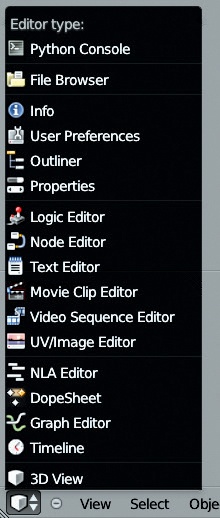 Blender’s different editor types