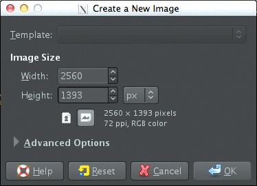 Creating a new image in GIMP