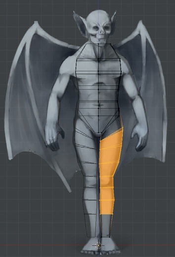 Adding loop cuts to the leg gave me more vertices with which to define its shape.