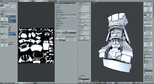 Baking the ambient occlusion map for the statue in the Jungle Temple scene