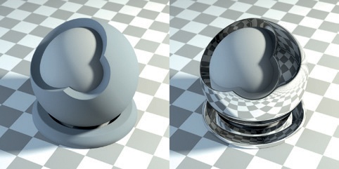 Diffuse (left) vs. specular (right) reflection (Cycles renderer)