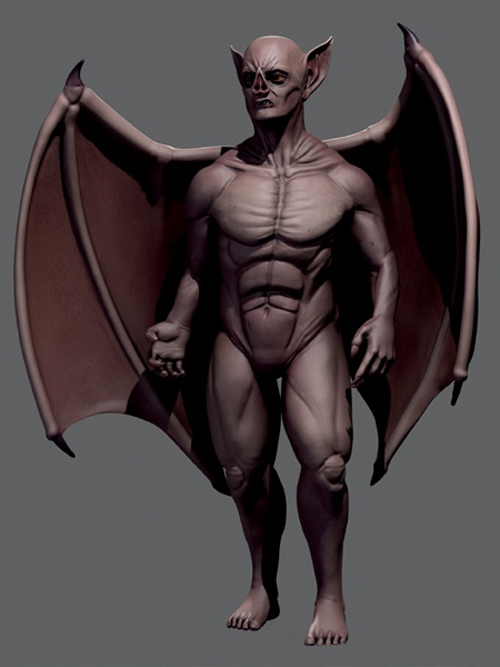 The material for the Bat Creature with textures added