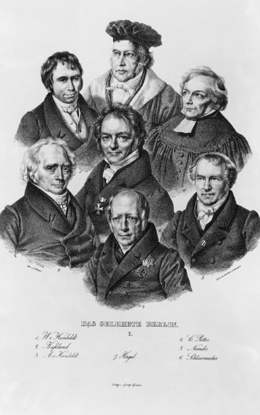 Julius Schoppe (1795-1868), L’intellighenzia berlinese (Hegel al centro in basso). Berlino, Kupfertichkabinett, Staatliche Museen