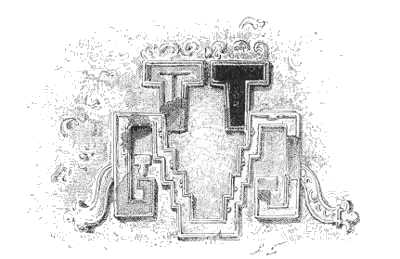 FRAGMENT OF DECORATION SHAPED LIKE A TAU, SURROUNDING NICHES IN THE CORRIDORS AND APARTMENTS OF THE PALACE.