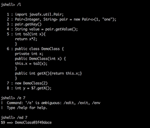 JShell Commands