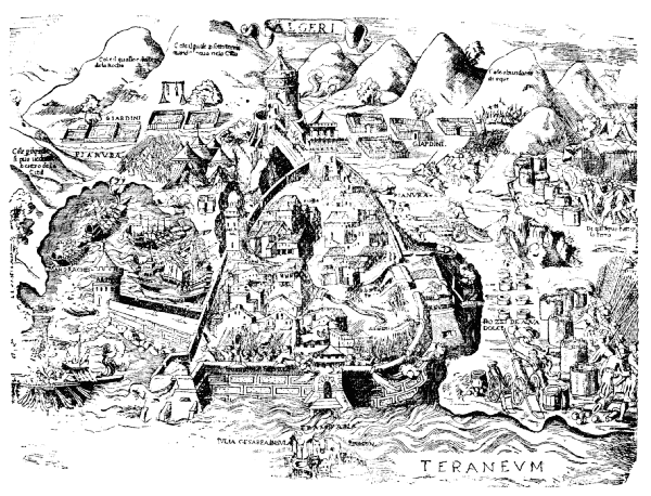 An old map showing the siege of Algiers