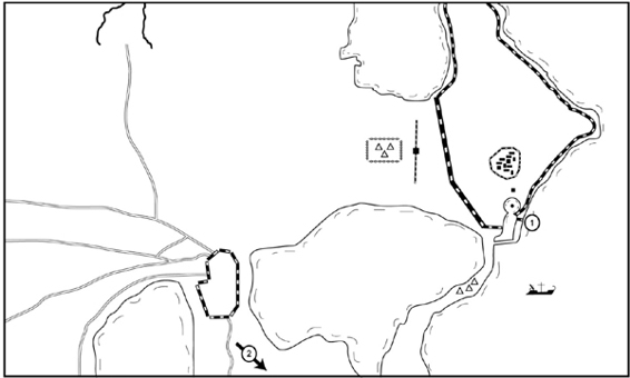 Assedio di Cartagine, 147-146 a.C. Scipione Emiliano fa costruire nuove macchine d’assedio e rampe d’assalto, costringendo i cartaginesi a ripiegare. Quindi dispone l’innalzamento di un muro di mattoni lungo la banchina, dirimpetto alla cinta muraria nemica e dotato della stessa altezza. Da qui sarebbe partito l’assalto decisivo nella primavera del 146 (1). Durante l’inverno Emiliano attacca e distrugge un’armata punica nei pressi di Nepheris, a sud-est di Cartagine (2), eliminando ogni possibile minaccia alle sue spalle.