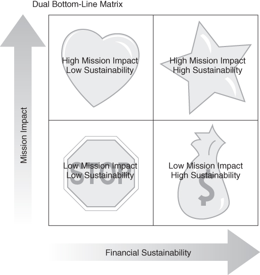 Illustration of Dual bottom-line matrix portfolio analysis.