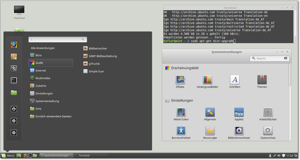 Der Cinnamon Desktop von Linux Mint