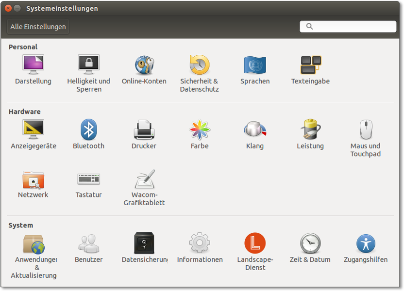 Ubuntu-Systemeinstellungen