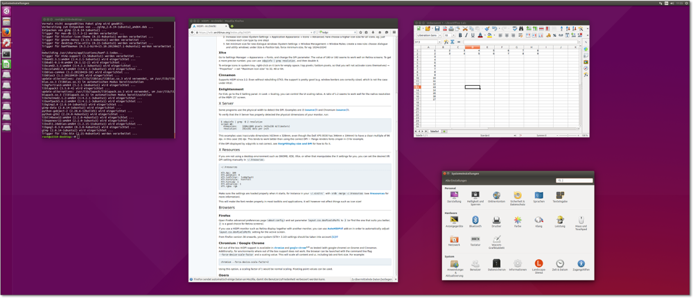 Die Texte eines Ubuntu-Desktops auf einem
  4k-Monitor sind ohne HiDPI-Konfiguration nur lesbar, wenn der Monitor riesig
  ist.