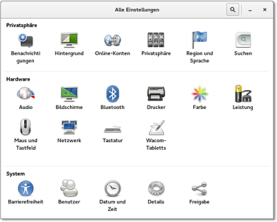 Gnome-Systemeinstellungen