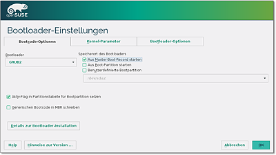 Bei der Installation auf
  BIOS-Rechnern gibt es unzählige Bootloader-Optionen.