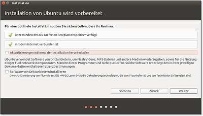 Grundeinstellungen im
  Ubuntu-Installationsprogramm