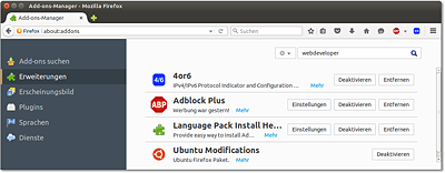 Firefox-Add-ons-Verwaltung
