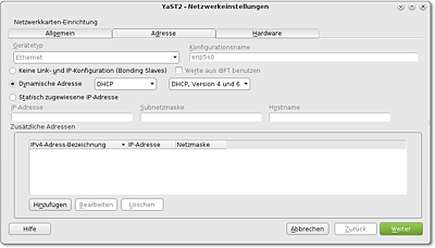 Netzwerkkonfiguration mit
  YaST