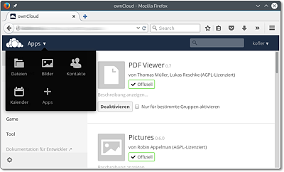 App-Verwaltung in ownCloud