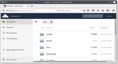 Dateien in der
  ownCloud-Benutzeroberfläche verwalten