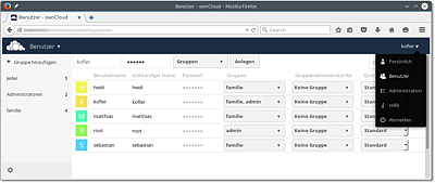 ownCloud-Benutzerverwaltung