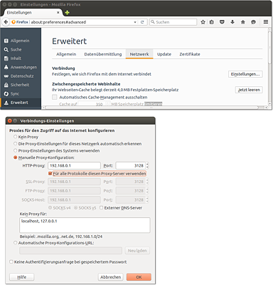 Manuelle Proxy-Konfiguration in Firefox